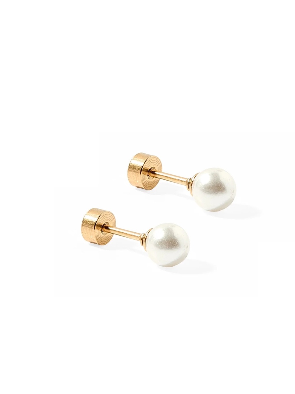 NEW Linny Co Screwback Stud Earrings - Payton Pearl White 5mm